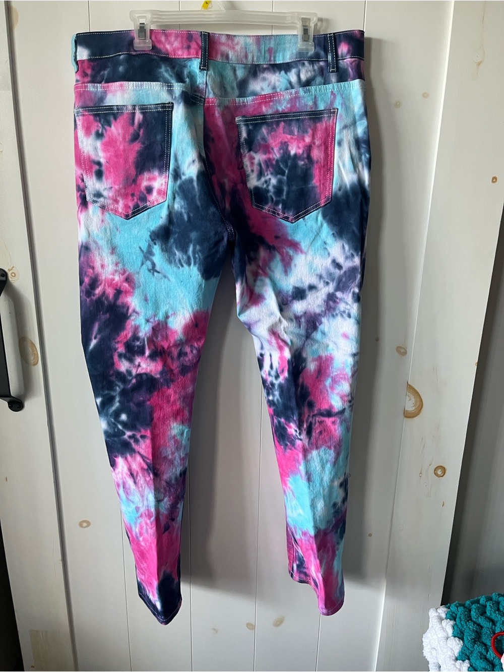 Tie-Dye Slim Fit Men’s Jeans — Pink, Blue & Turquoise